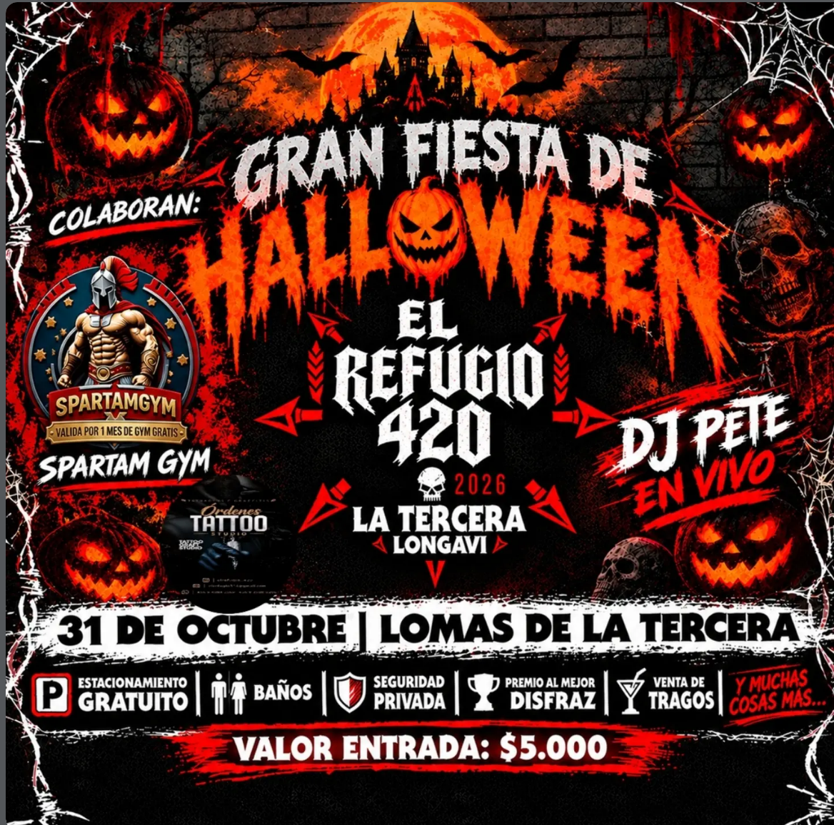 Afiche Gran Fiesta de Halloween El Refugio 420